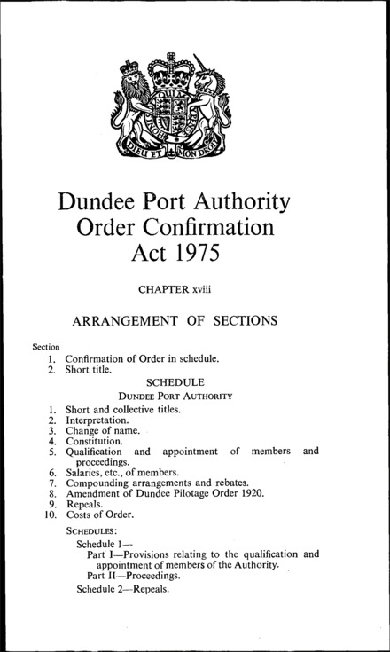 Dundee Port Authority Order Confirmation Act 1975