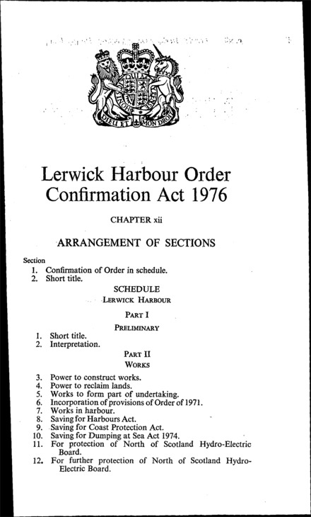 Lerwick Harbour Order Confirmation Act 1976