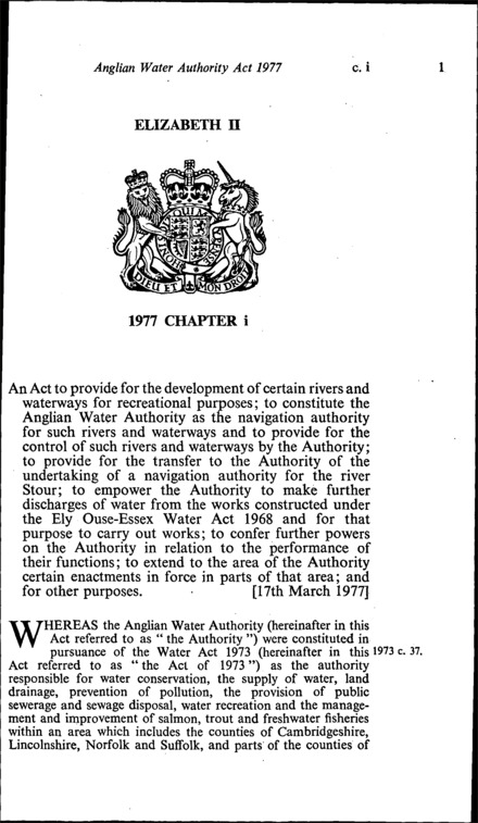 Anglian Water Authority Act 1977