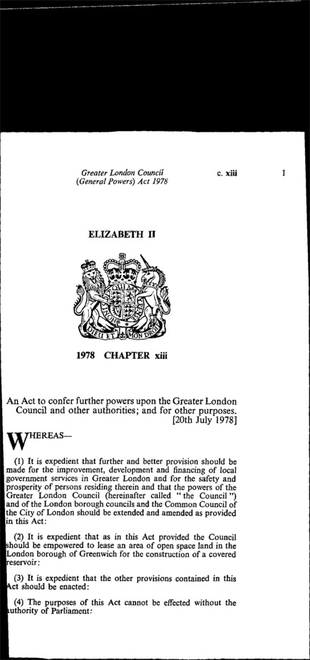 Greater London Council (General Powers) Act 1978
