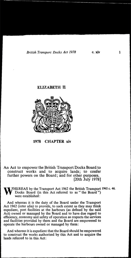 British Transport Docks Act 1978