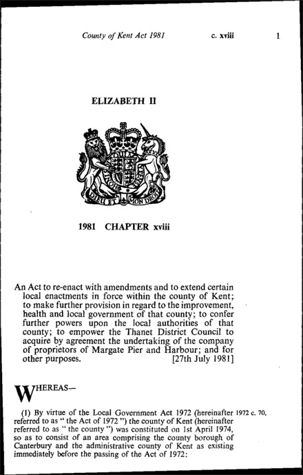 County of Kent Act 1981