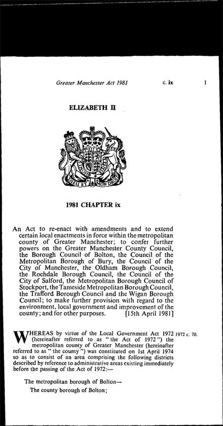 Greater Manchester Act 1981