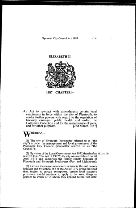 Plymouth City Council Act 1987