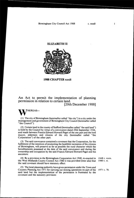 Birmingham City Council Act 1988