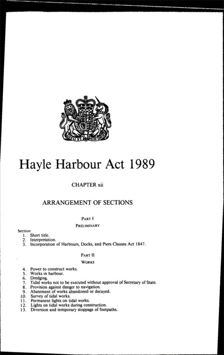 Hayle Harbour Act 1989