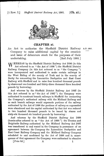 Sheffield District Railway Act 1901