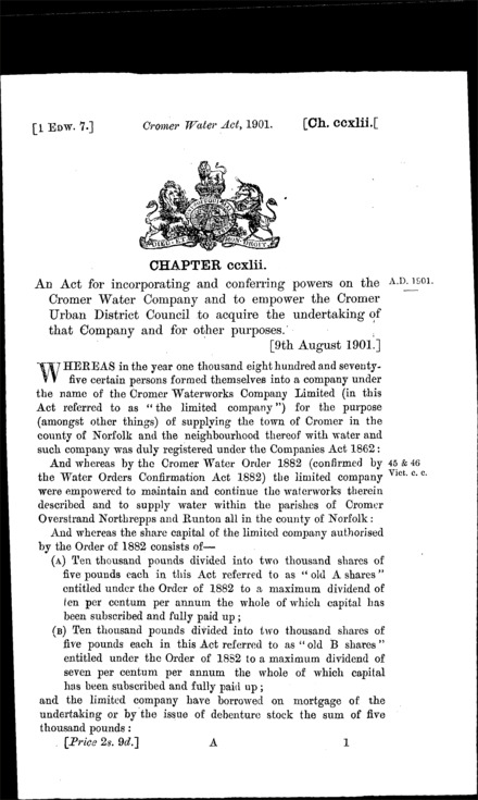 Cromer Water Act 1901