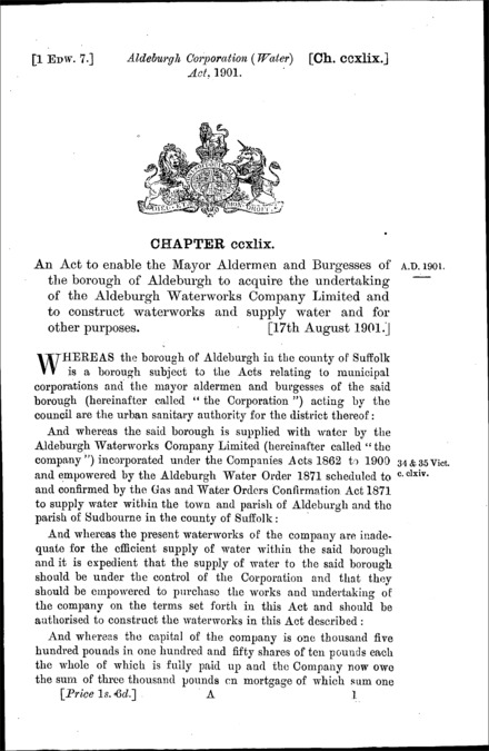 Aldeburgh Corporation (Water) Act 1901