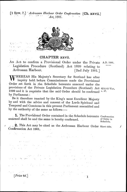 Ardrossan Harbour Order Confirmation Act 1901