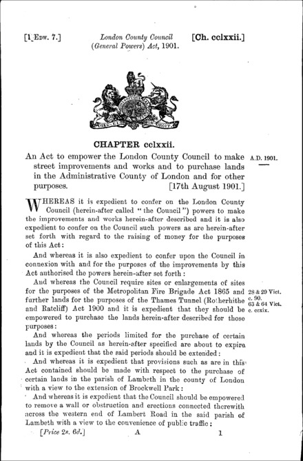 London County Council (General Powers) Act 1901