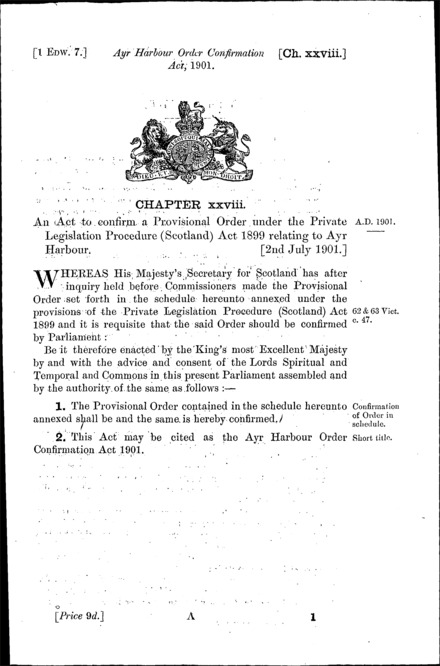 Ayr Harbour Order Confirmation Act 1901