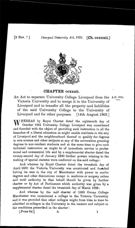 Liverpool University Act 1903
