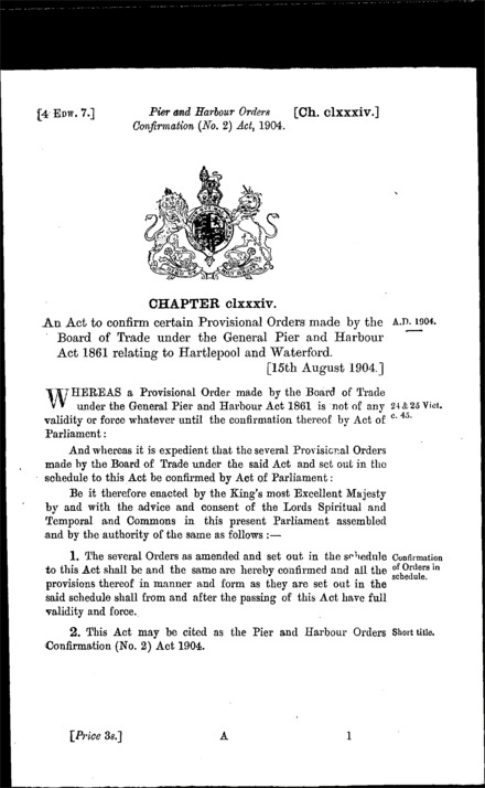 Pier and Harbour Orders Confirmation (No. 2) Act 1904