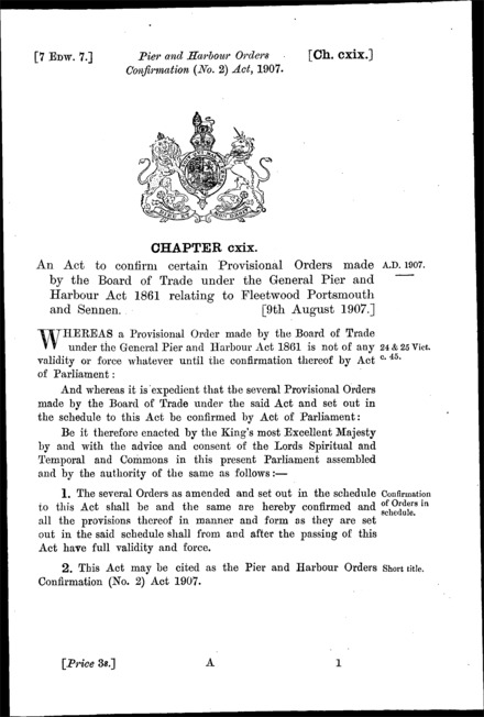 Pier and Harbour Orders Confirmation (No. 2) Act 1907