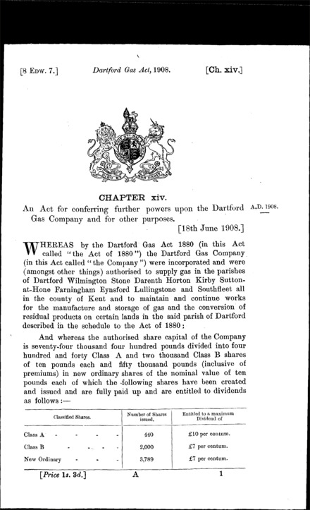 Dartford Gas Act 1908