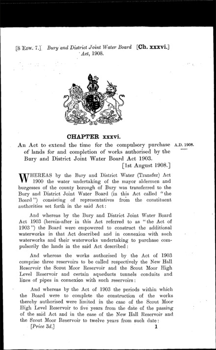 Bury and District Joint Water Board Act 1908