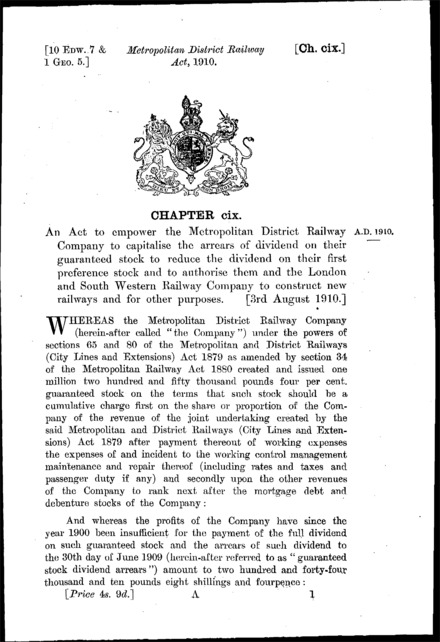 Metropolitan District Railway Act 1910