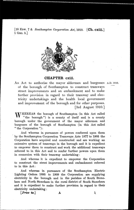 Southampton Corporation Act 1910