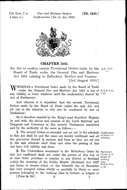 Pier and Harbour Orders Confirmation (No. 1) Act 1910