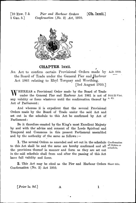Pier and Harbour Orders Confirmation (No. 2) Act 1910