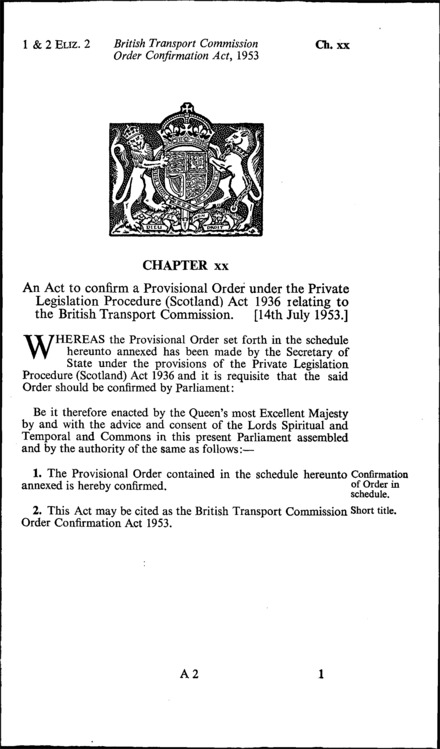 British Transport Commission Order Confirmation Act 1953