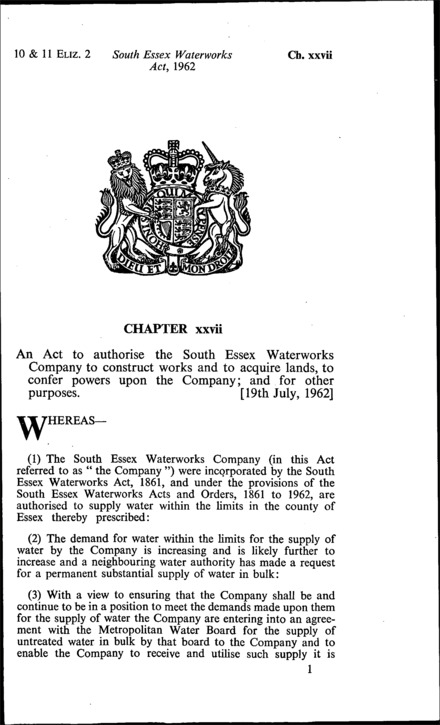 South Essex Waterworks Act 1962
