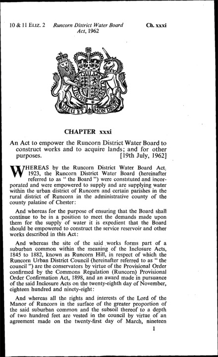 Runcorn District Water Board Act 1962