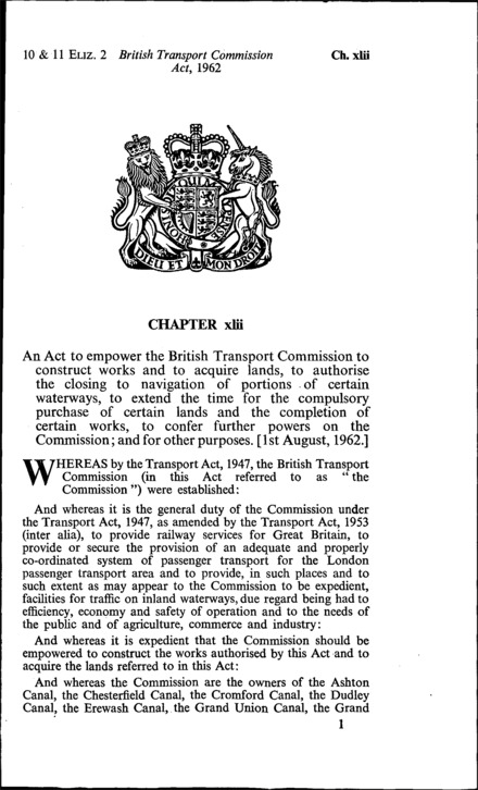 British Transport Commission Act 1962
