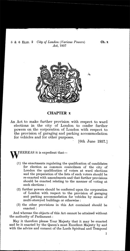 City of London (Various Powers) Act 1957