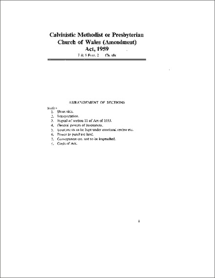Calvinistic Methodist or Presbyterian Church of Wales (Amendment) Act 1959