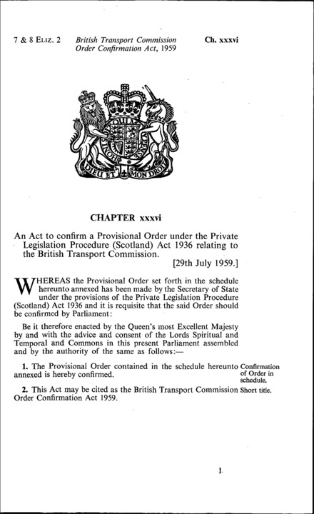 British Transport Commission Order Confirmation Act 1959