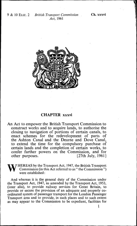 British Transport Commission Act 1961