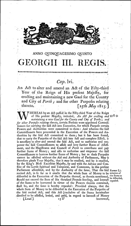 Perth Gaol Act 1815