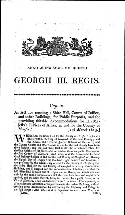 Hereford County Offices Act 1815
