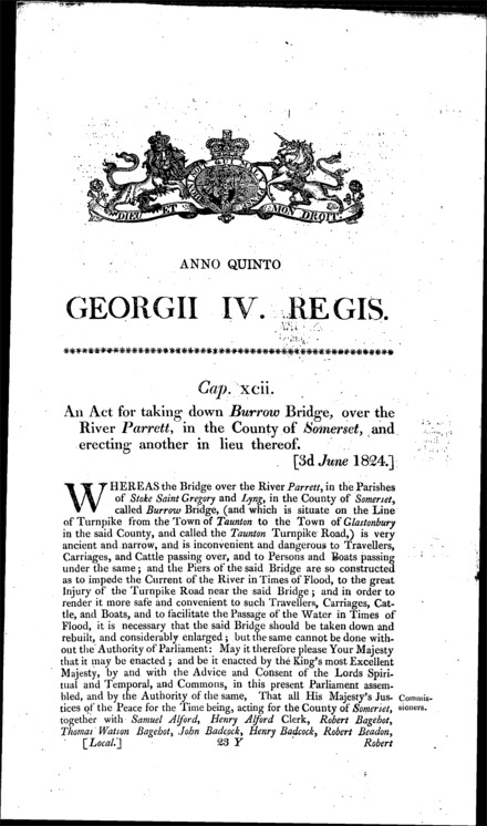 Burrow Bridge (Somerset) Act 1824