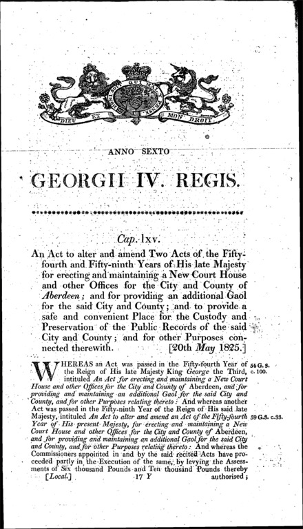 Aberdeen Public Offices Act 1825