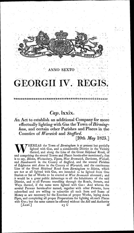 Birmingham Gas Act 1825