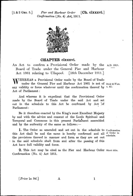 Pier and Harbour Order Confirmation (No. 4) Act 1911