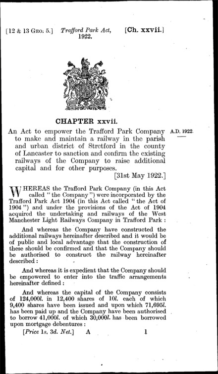 Trafford Park Act 1922
