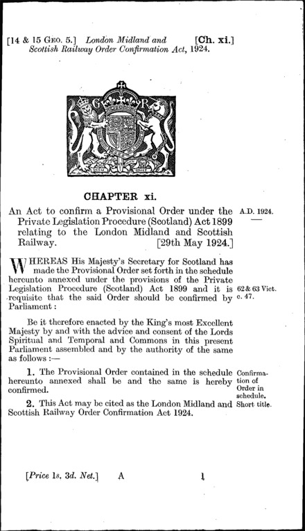 London, Midland and Scottish Railway Order Confirmation Act 1924
