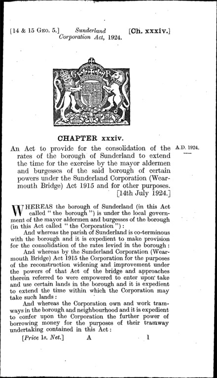 Sunderland Corporation Act 1924