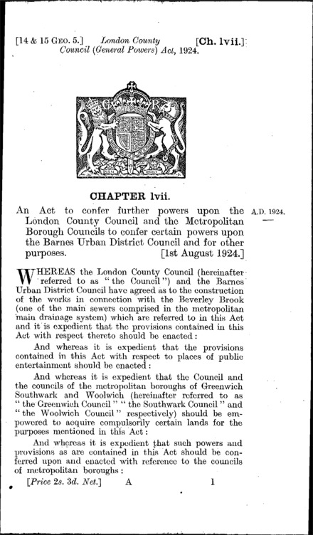 London County Council (General Powers) Act 1924
