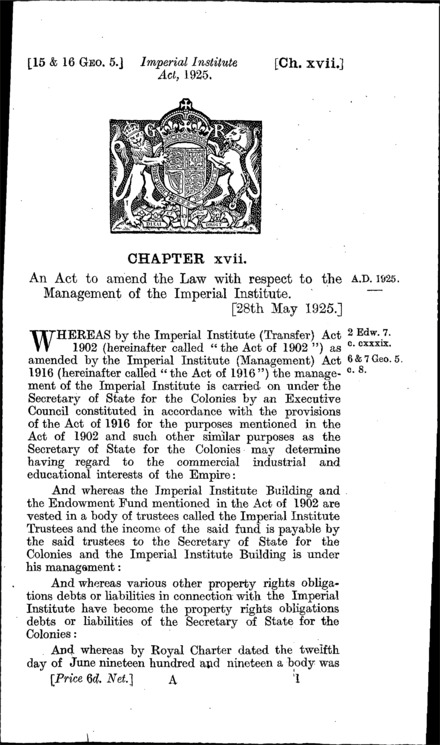 Imperial Institute Act 1925
