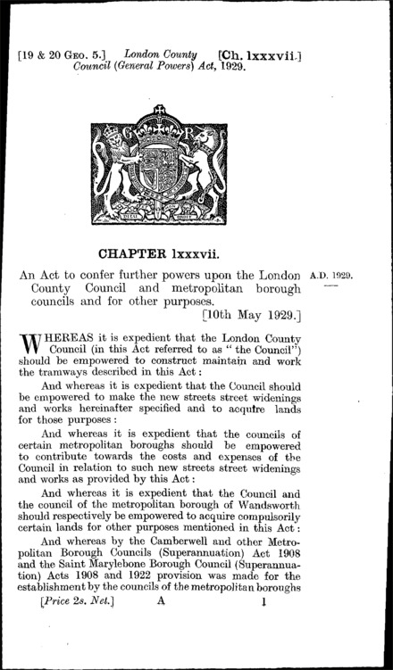 London County Council (General Powers) Act 1929