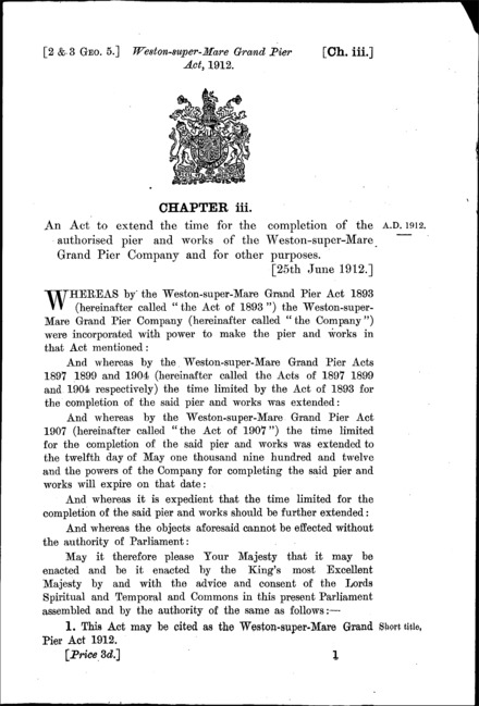 Weston-super-Mare Grand Pier Act 1912