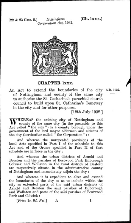Nottingham Corporation Act 1932