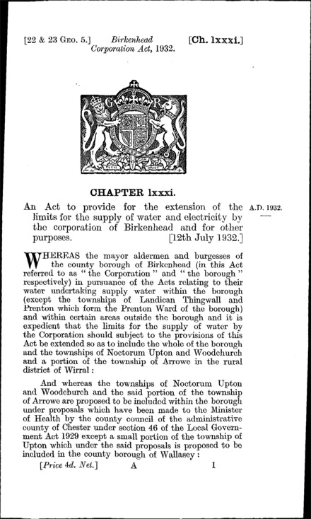 Birkenhead Corporation Act 1932