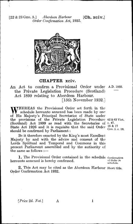 Aberdeen Harbour Order Confirmation Act 1932