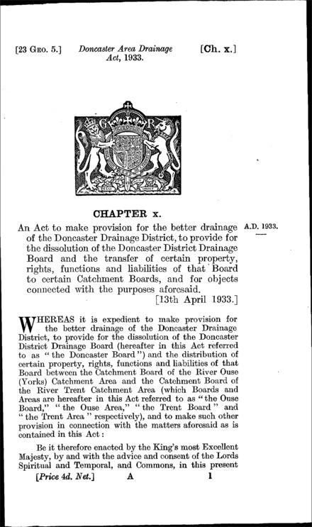 Doncaster Area Drainage Act 1933